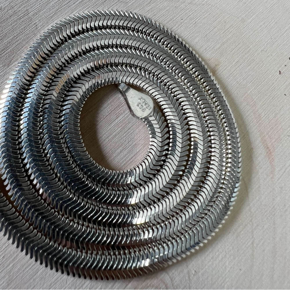 Sterling Silver 925 (Not Herringbone) Snake Necklace - Picture 3 of 7